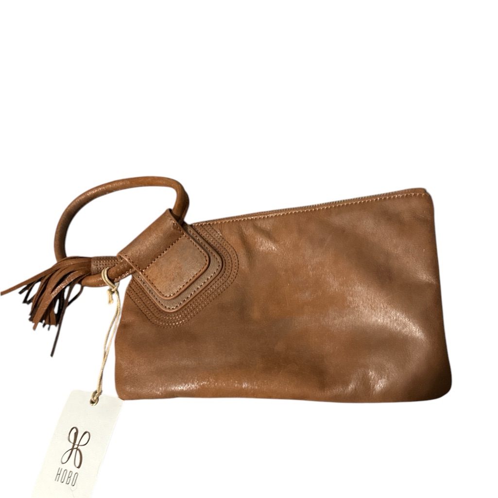 Nwt Hobo Cognac Tan Leather Wristlet With Tassel And Card Slots And Pocket
